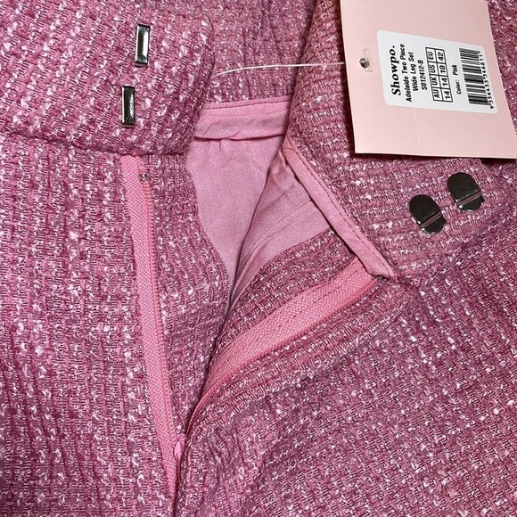 🅽🅴🆆 𝐒𝐡𝐨𝐰𝐩𝐨. Adelaide Wide Leg Soft Tweed pant in pink, size 10 - Picture 11 of 11